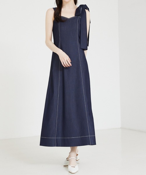 nonno掲載】4WAY デニムライクリボン付キャミワンピース 春夏ワンピ