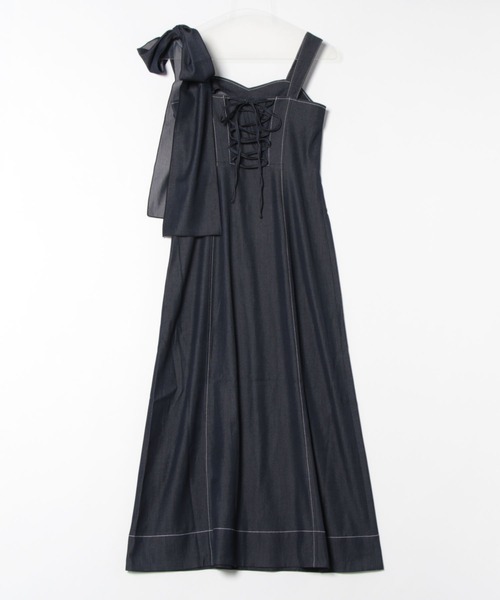nonno掲載】4WAY デニムライクリボン付キャミワンピース 春夏ワンピ