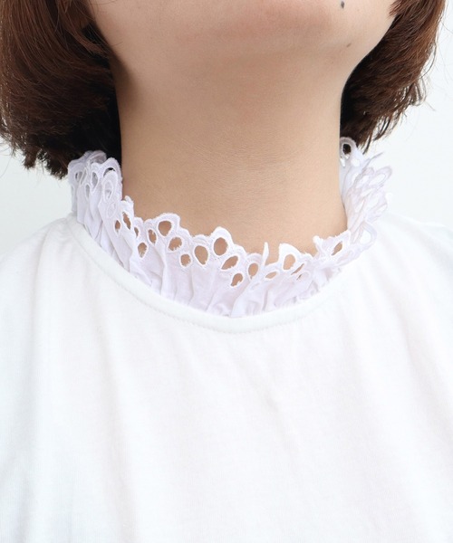 Dot＆Stripes CHILD WOMAN（ドットアンドストライプス　チャイルドウーマン）の「30/-天竺 レース襟ノースリインナー（Tシャツ/カットソー・レディース・ホワイト・FREE）」の15枚目の写真