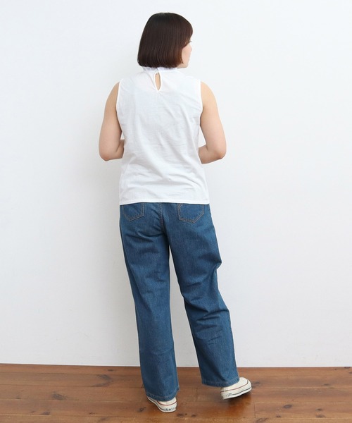 Dot＆Stripes CHILD WOMAN（ドットアンドストライプス　チャイルドウーマン）の「30/-天竺 レース襟ノースリインナー（Tシャツ/カットソー・レディース・ホワイト・FREE）」の9枚目の写真