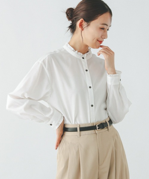 セール】イージーケア襟フリルブラウス長袖/251990（シャツ/ブラウス
