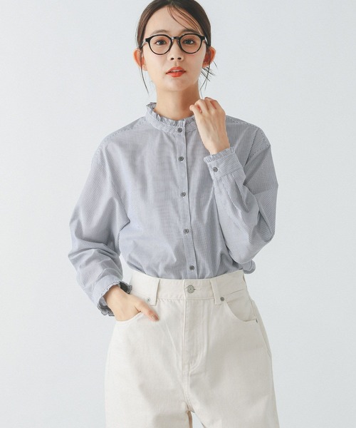 GLOBAL WORK(グローバルワーク)の「イージーケア襟フリルブラウス長袖/251990(シャツ/ブラウス・レディース・ブルー系その他/グリーン系その他7/オフホワイト・MEDIUM/LARGE)」の13枚目の写真