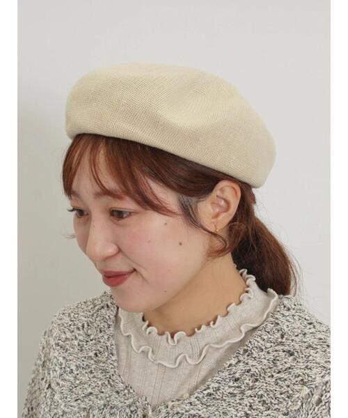 Samansa Mos2（サマンサ モスモス）の「【消臭効果】リネン混ベレー帽（ハット・レディース・ミント/ブラック/キナリ・F）」の2枚目の写真