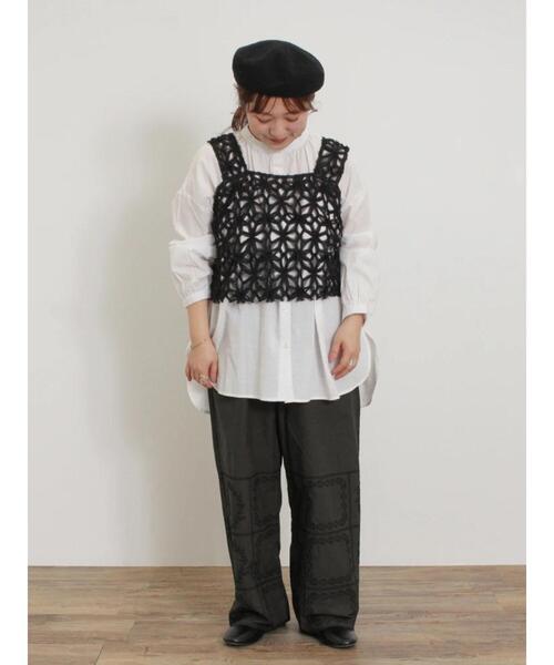 Samansa Mos2（サマンサ モスモス）の「【消臭効果】リネン混ベレー帽（ハット・レディース・ミント/ブラック/キナリ・F）」の10枚目の写真