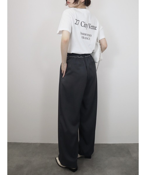 Reurie'(レウリィ)の「ツイルダブルタックスラックス/twill double tuck slacks ワイドパンツ モード カジュアル オフィス パイピング タック入り(スラックス・レディース・アイボリー/チャコールグレー・FREE)」の11枚目の写真