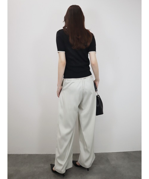 Reurie'(レウリィ)の「ツイルダブルタックスラックス/twill double tuck slacks ワイドパンツ モード カジュアル オフィス パイピング タック入り(スラックス・レディース・アイボリー/チャコールグレー・FREE)」の13枚目の写真