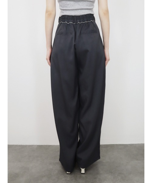 Reurie'(レウリィ)の「ツイルダブルタックスラックス/twill double tuck slacks ワイドパンツ モード カジュアル オフィス パイピング タック入り(スラックス・レディース・アイボリー/チャコールグレー・FREE)」の7枚目の写真