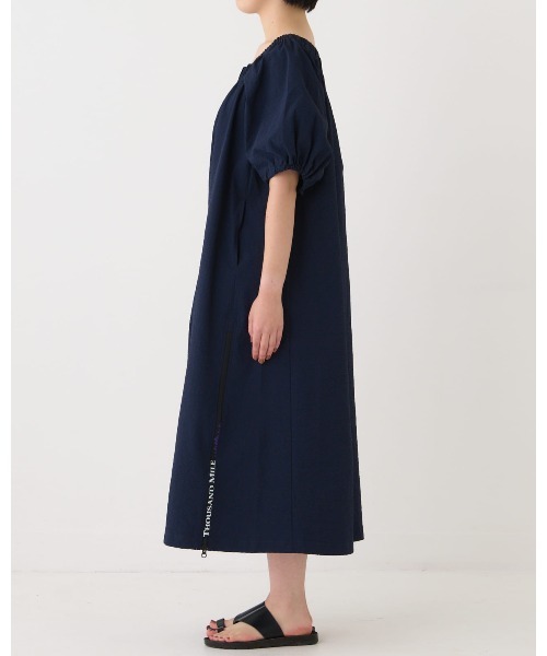 THOUSAND MILE(サウザンドマイル)の「【THOUSAND MILE】GATHERED DRESS SEERSUCKER /ギャザードレス シアサッカー(ワンピース・レディース・ブラック/オリーブ/ネイビー・FREE)」の6枚目の写真