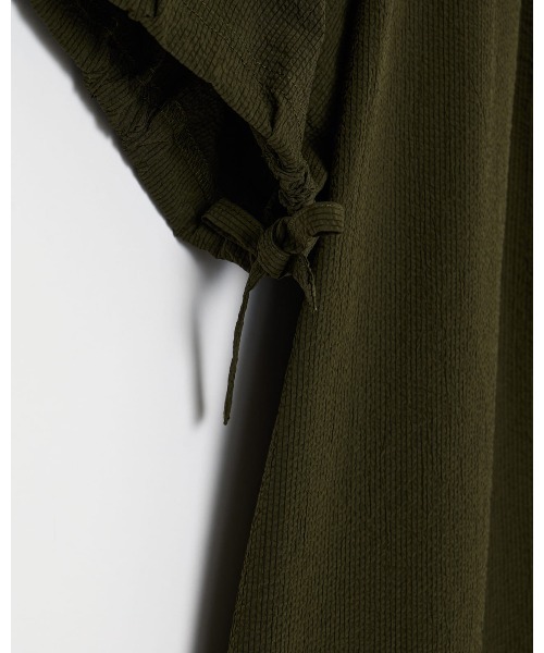 THOUSAND MILE(サウザンドマイル)の「【THOUSAND MILE】GATHERED DRESS SEERSUCKER /ギャザードレス シアサッカー(ワンピース・レディース・ブラック/オリーブ/ネイビー・FREE)」の12枚目の写真