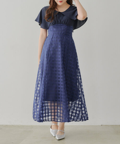 Another Branch olive des olive（アナザーブランチオリーブデオリーブ）の「細見えが叶う、シアーコルセットワンピース（ワンピース・レディース・ネイビー/ブラック/サックスブルー・FREE）」の3枚目の写真