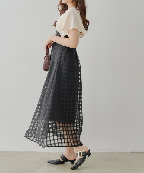 Another Branch olive des olive（アナザーブランチオリーブデオリーブ）の「細見えが叶う、シアーコルセットワンピース（ワンピース・レディース・ネイビー/ブラック/サックスブルー・FREE）」の14枚目の写真