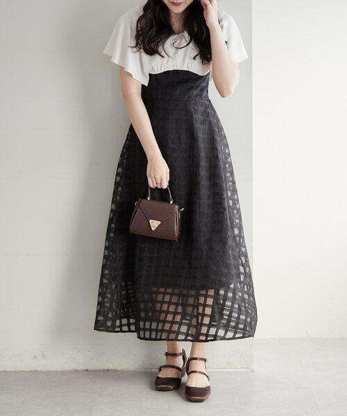 Another Branch olive des olive（アナザーブランチオリーブデオリーブ）の「細見えが叶う、シアーコルセットワンピース（ワンピース・レディース・ネイビー/ブラック/サックスブルー・FREE）」の21枚目の写真