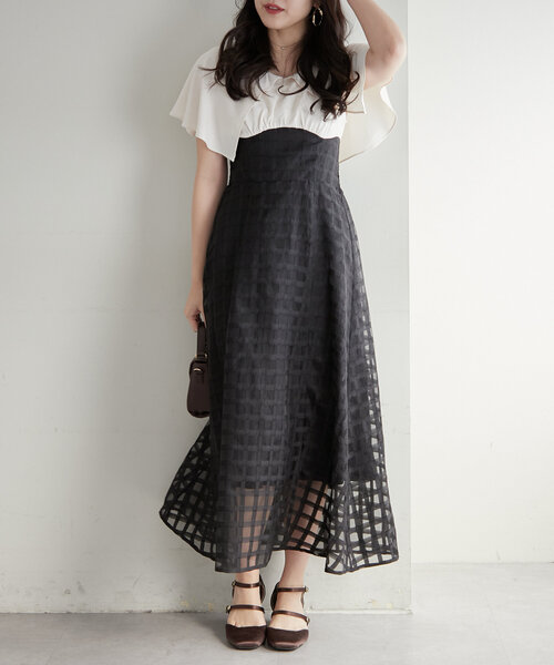 Another Branch olive des olive（アナザーブランチオリーブデオリーブ）の「細見えが叶う、シアーコルセットワンピース（ワンピース・レディース・ネイビー/ブラック/サックスブルー・FREE）」の22枚目の写真