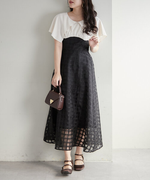 Another Branch olive des olive（アナザーブランチオリーブデオリーブ）の「細見えが叶う、シアーコルセットワンピース（ワンピース・レディース・ネイビー/ブラック/サックスブルー・FREE）」の7枚目の写真