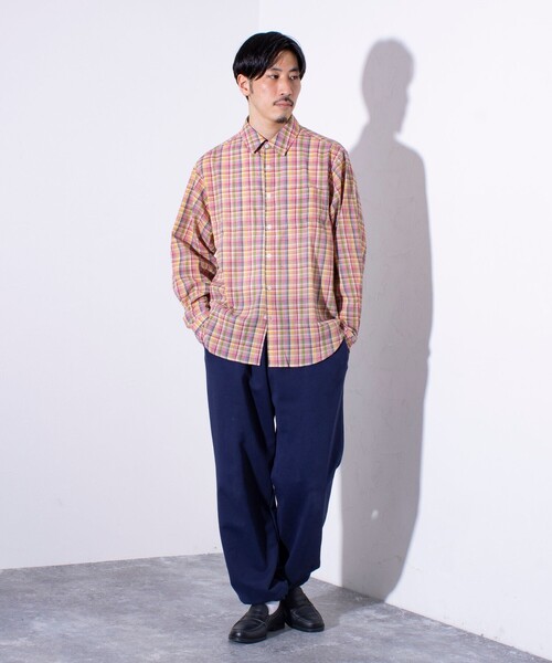 GLOSTER（グロスター）の「【GLOSTER/グロスター】ガーゼライクチェックシャツ レギュラーカラー（シャツ/ブラウス・メンズ・グリーン系その他/ピンク系その他/ベージュ系その他・M/L/S）」の4枚目の写真