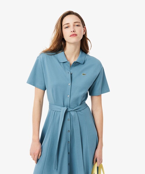 LACOSTE(ラコステ)の「鹿の子地シャツドレス ドレープフレアワンピース(シャツワンピース・レディース・ペールイエロー/グレイッシュブルー/ネイビー/アクア・34/38/40/36)」の21枚目の写真
