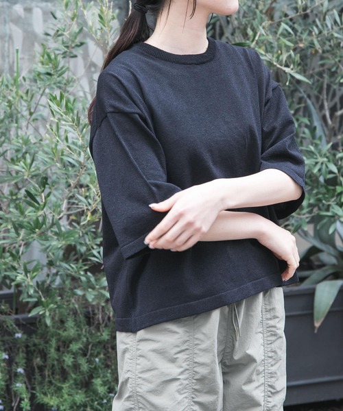 FORK&SPOON ペーパーニットTシャツ（ニット/セーター