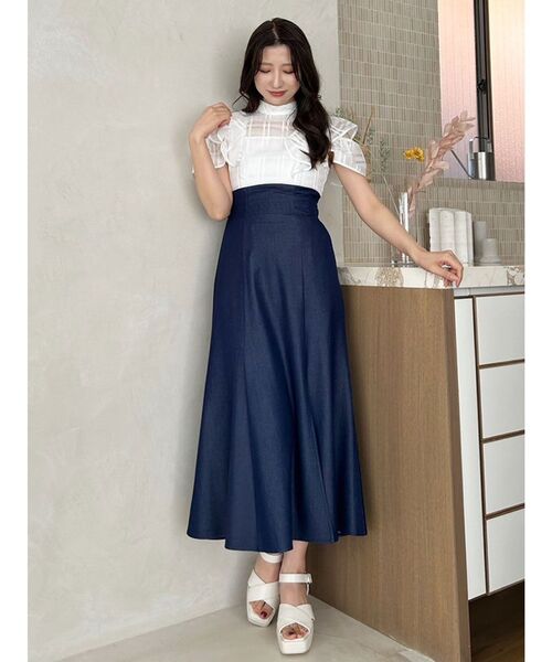 セール】シアーチェックラッフルフリル半袖ワンピース（ワンピース