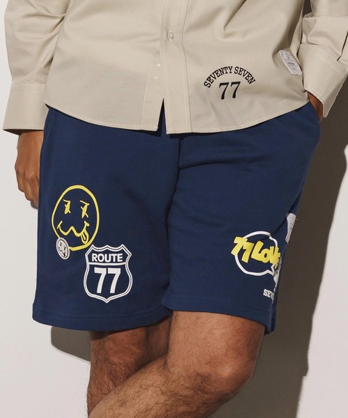 seventy seven(セブンティセブン)の「mp13508-middle onz sweat short pants (77mix) ショートパンツ(その他パンツ・メンズ・インディゴブルー/ブラック/アッシュ・S/M/L/XL)」の1枚目の写真