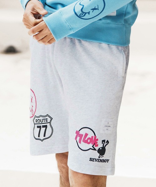 seventy seven(セブンティセブン)の「mp13508-middle onz sweat short pants (77mix) ショートパンツ(その他パンツ・メンズ・インディゴブルー/ブラック/アッシュ・S/M/L/XL)」の4枚目の写真