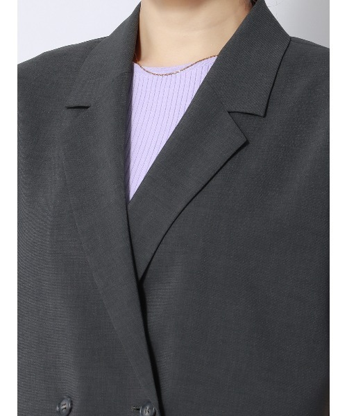 SUIT SQUARE（スーツスクエア）の「ダブルブレストシアーシャツジャケット 半袖 ウォッシャブル 麻調ポプリン 無地（シャツ/ブラウス・レディース・グレー系/ベージュ系・38(9号)）」の17枚目の写真