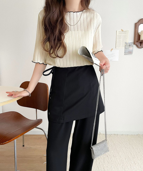 classicalelf（クラシカルエルフ）の「肌見せしすぎず、ほんのり色っぽ。透かし編みメロウトップスカットソー（半袖）（Tシャツ/カットソー・レディース・ピンク/アイボリー/ブラック/ライトグレー・SMALL/LARGE/MEDIUM/X-LARGE）」の19枚目の写真