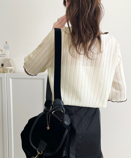 classicalelf（クラシカルエルフ）の「肌見せしすぎず、ほんのり色っぽ。透かし編みメロウトップスカットソー（半袖）（Tシャツ/カットソー・レディース・ピンク/アイボリー/ブラック/ライトグレー・SMALL/LARGE/MEDIUM/X-LARGE）」の21枚目の写真