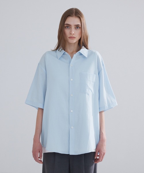 LUENNA(ルエナ)の「【LUENNA】Sheer Stripe Shirt / シアーストライプシャツ(シャツ/ブラウス・メンズ・クリーム/ブルー・L/M/S)」の2枚目の写真