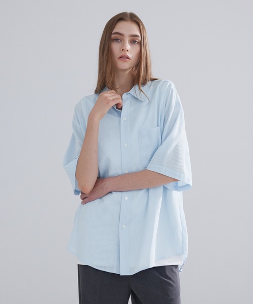 LUENNA(ルエナ)の「【LUENNA】Sheer Stripe Shirt / シアーストライプシャツ(シャツ/ブラウス・メンズ・クリーム/ブルー・L/M/S)」の14枚目の写真