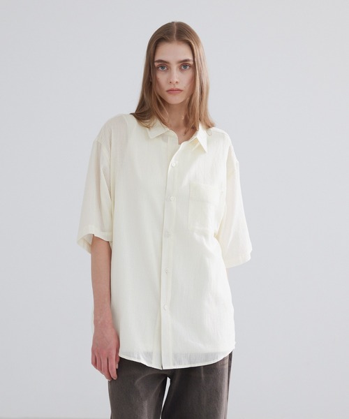 LUENNA】Sheer Stripe Shirt / シアーストライプシャツ（シャツ
