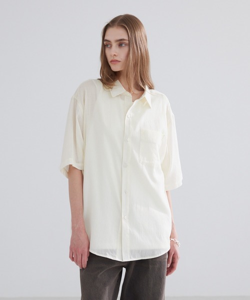 LUENNA(ルエナ)の「【LUENNA】Sheer Stripe Shirt / シアーストライプシャツ(シャツ/ブラウス・メンズ・クリーム/ブルー・L/M/S)」の5枚目の写真