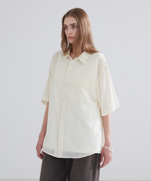 LUENNA】Sheer Stripe Shirt / シアーストライプシャツ（シャツ