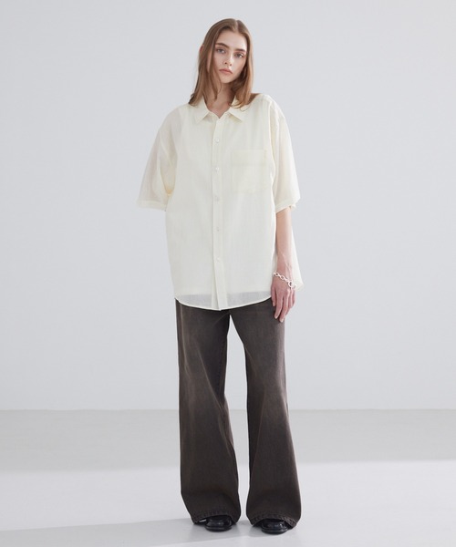 LUENNA(ルエナ)の「【LUENNA】Sheer Stripe Shirt / シアーストライプシャツ(シャツ/ブラウス・メンズ・クリーム/ブルー・L/M/S)」の9枚目の写真