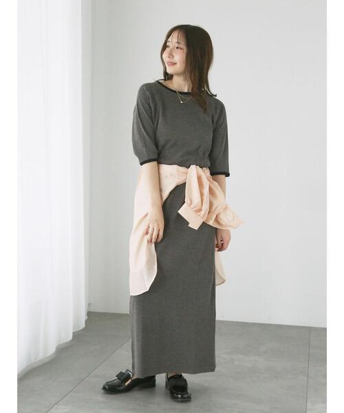 Te chichi TERRASSE（テチチテラス）の「配色リブカットワンピース（ワンピース・レディース・モカ/グレー/ブラック・F）」の6枚目の写真