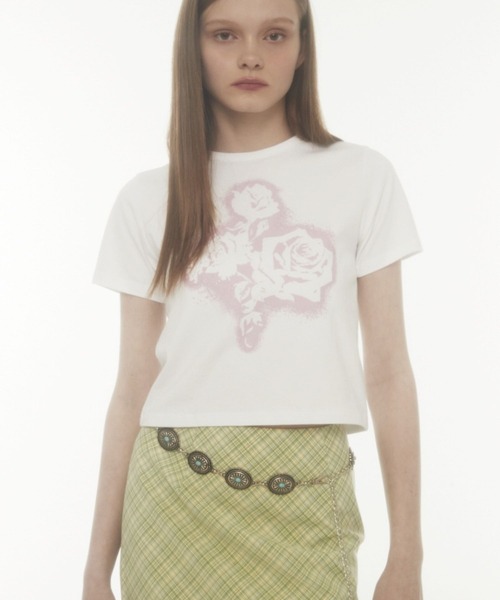 Midnight Move（ミッドナイトムーブ）の「Midnight Move／FL CROP  T（Tシャツ/カットソー・レディース・ブラック/ホワイト・FREE）」の12枚目の写真