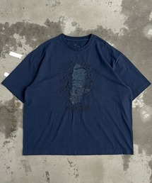 A'GEM/9 × .kom 『A'gem/エージェム』加工3連ｷｮﾝｼｰ刺繍半袖Tシャツ