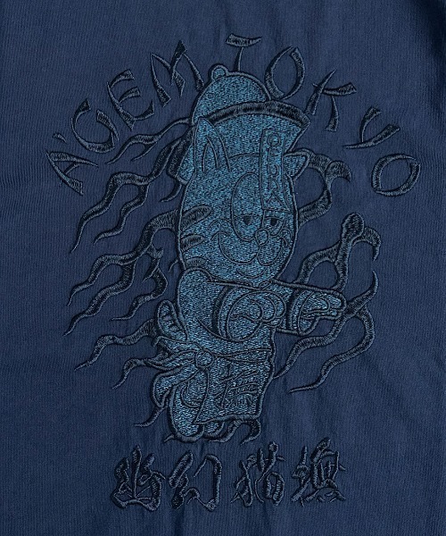 A'gem(エージェム)の「A'GEM/9 × .kom 『A'gem/エージェム』加工3連キョンシー刺繍半袖Tシャツ(Tシャツ/カットソー・メンズ・チャコールグレー/ターコイズブルー/ネイビー・FREE)」の8枚目の写真