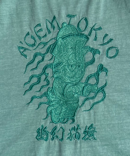 A'gem(エージェム)の「A'GEM/9 × .kom 『A'gem/エージェム』加工3連キョンシー刺繍半袖Tシャツ(Tシャツ/カットソー・メンズ・チャコールグレー/ターコイズブルー/ネイビー・FREE)」の10枚目の写真