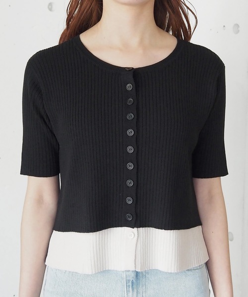 tiptop(ティップトップ)の「配色レイヤードカーディガン(ニット/セーター・レディース・ネイビー/グレー/ブルー/ブラック・FREE)」の13枚目の写真