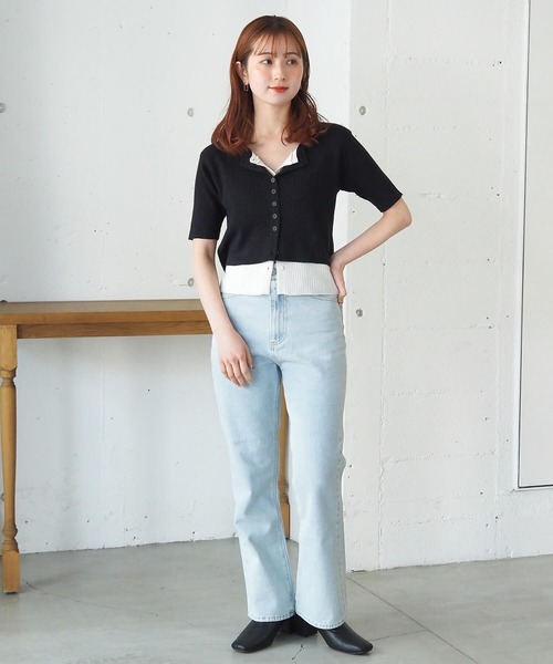 tiptop(ティップトップ)の「配色レイヤードカーディガン(ニット/セーター・レディース・ネイビー/グレー/ブルー/ブラック・FREE)」の8枚目の写真