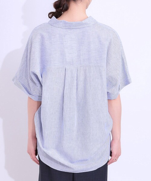 SHOO・LA・RUE(シューラルー)の「【S-LL/UV/ひんやり/抗菌防臭】体型を自然にカバー フレンチリネンブレンド襟付ドルマンシャツ(シャツ/ブラウス・レディース・グレー/イエロー/ブラック/ブラック系2/ブルー系7/ピンク・01/04/02/03)」の19枚目の写真