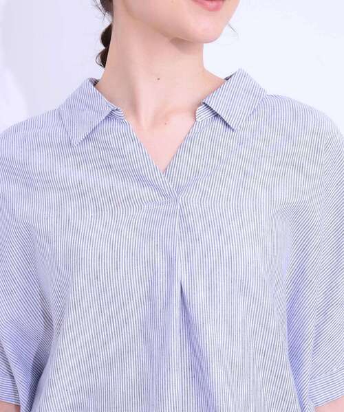 SHOO・LA・RUE(シューラルー)の「【S-LL/UV/ひんやり/抗菌防臭】体型を自然にカバー フレンチリネンブレンド襟付ドルマンシャツ(シャツ/ブラウス・レディース・グレー/イエロー/ブラック/ブラック系2/ブルー系7/ピンク・01/04/02/03)」の20枚目の写真