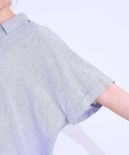 SHOO・LA・RUE(シューラルー)の「【S-LL/UV/ひんやり/抗菌防臭】体型を自然にカバー フレンチリネンブレンド襟付ドルマンシャツ(シャツ/ブラウス・レディース・グレー/イエロー/ブラック/ブラック系2/ブルー系7/ピンク・01/04/02/03)」の21枚目の写真