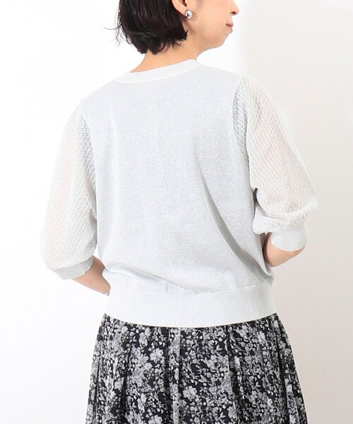 NOLLEY'S LIGHT(ノーリーズライト)の「袖レース柄5分袖カーディガン(ニット/セーター・レディース・ベージュ/ライトグレー/オフホワイト・38)」の10枚目の写真