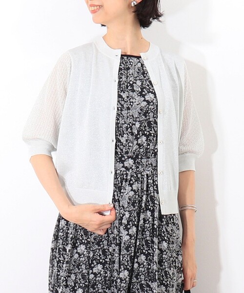 NOLLEY'S LIGHT(ノーリーズライト)の「袖レース柄5分袖カーディガン(ニット/セーター・レディース・ベージュ/ライトグレー/オフホワイト・38)」の12枚目の写真