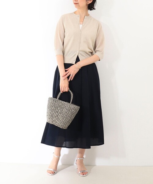 NOLLEY'S LIGHT(ノーリーズライト)の「袖レース柄5分袖カーディガン(ニット/セーター・レディース・ベージュ/ライトグレー/オフホワイト・38)」の13枚目の写真