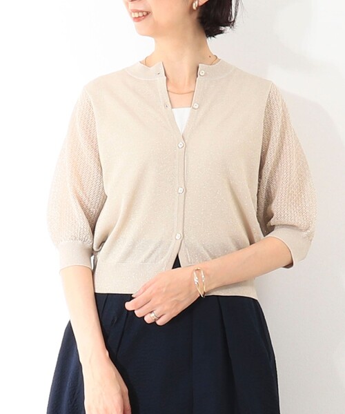 NOLLEY'S LIGHT(ノーリーズライト)の「袖レース柄5分袖カーディガン(ニット/セーター・レディース・ベージュ/ライトグレー/オフホワイト・38)」の15枚目の写真