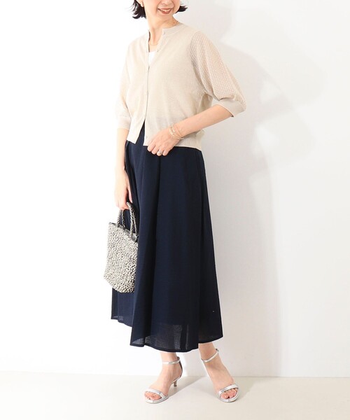 NOLLEY'S LIGHT(ノーリーズライト)の「袖レース柄5分袖カーディガン(ニット/セーター・レディース・ベージュ/ライトグレー/オフホワイト・38)」の16枚目の写真