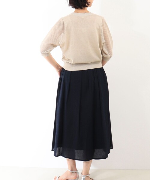 NOLLEY'S LIGHT(ノーリーズライト)の「袖レース柄5分袖カーディガン(ニット/セーター・レディース・ベージュ/ライトグレー/オフホワイト・38)」の18枚目の写真