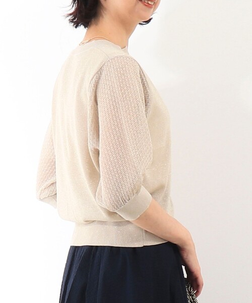 NOLLEY'S LIGHT(ノーリーズライト)の「袖レース柄5分袖カーディガン(ニット/セーター・レディース・ベージュ/ライトグレー/オフホワイト・38)」の19枚目の写真